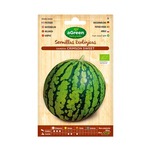 Imagen de Semillas ecológicas para sembrar sandias de la variedad Crimson Sweet HA-HUERTO Y JARDÍN 2.5 gramos.