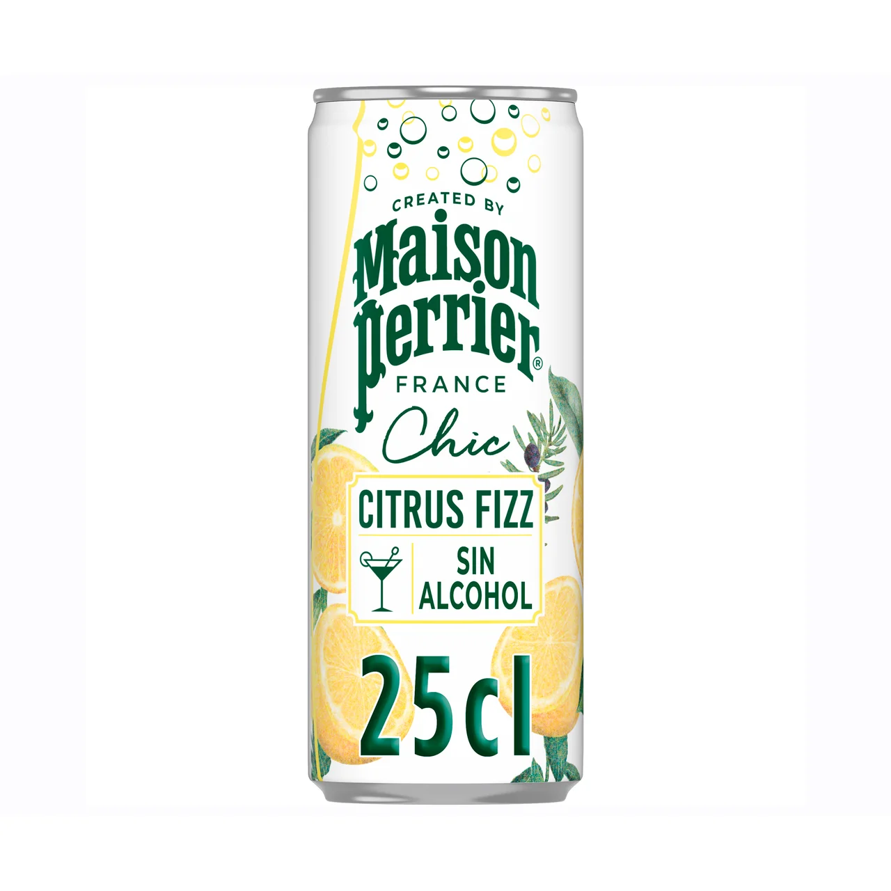 Bebida con gas y sabor a limón y hierbas lata 25 cl.
