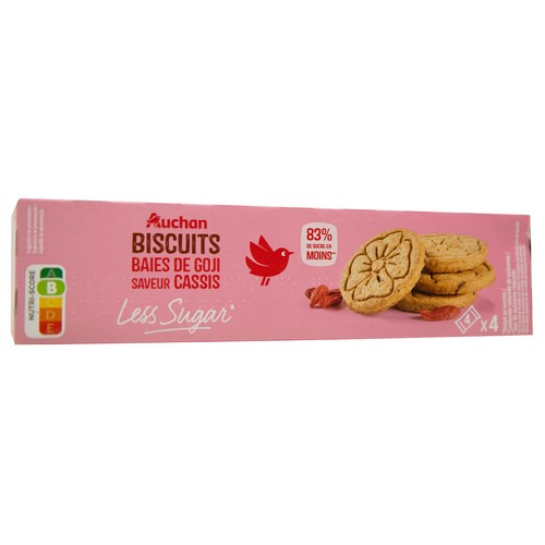 PRODUCTO ALCAMPO Galletas de bayas de goji y grosellas negras fabricadas con menos azúcares 130 g.