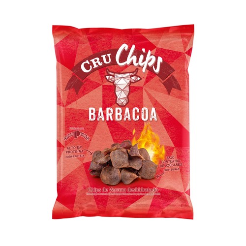 Snack crujiente de vacuno deshidratado, no frito, con sabor a barbacoa CRUCHIPS 25 g.