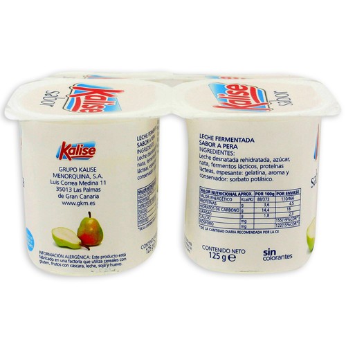 KALISE Yogur con sabor a pera  pack de 4 uds de 125 gr