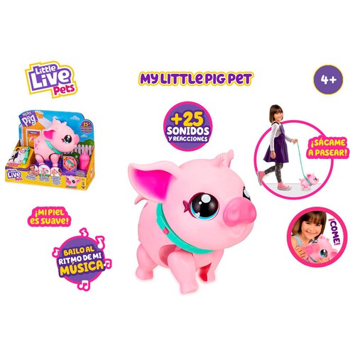 Mascota interactiva My little pig pet con 25 sonidos y reacciones, LITTLE LIVE PETS.
