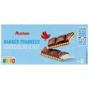 PRODUCTO ALCAMPO Galletas con barrita de chocolate rellena de crema de leche 6 uds.