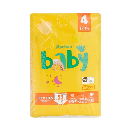 PRODUCTO ALCAMPO Baby Pants (braguitas) de aprendizaje talla 4 para bebés de 8 A 15 kilogramos 22 uds.