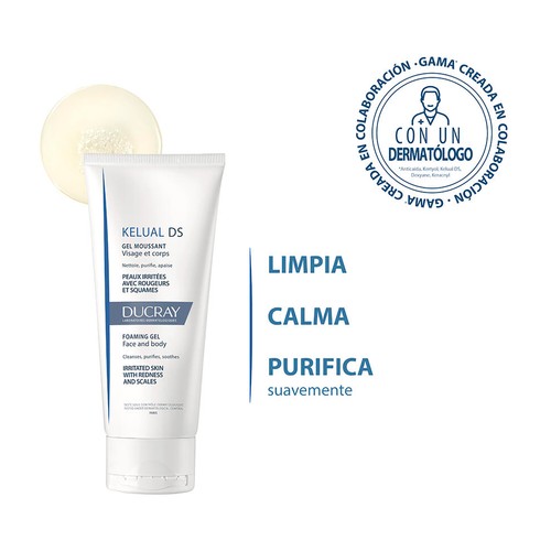 DUCRAY Kelual ds Gel limpiador para pieles irritadas con rojeces y escamas 200 ml.