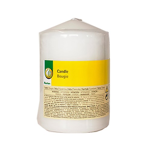 Vela cilíndrica 10 cm en color blanco, PRODUCTO ECONOMICO ALCAMPO.