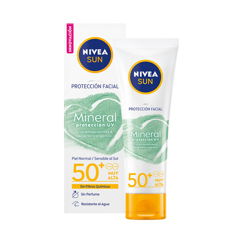 NIVEA Sun Protector solar facial con FPS 50+ (muy alto), para todo tipo de pieles 50 ml.