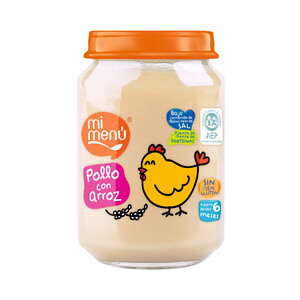 MI MENÚ Tarrito de pollo con arroz, sin gluten, a partir de 6 meses MI MENÚ 235 g.