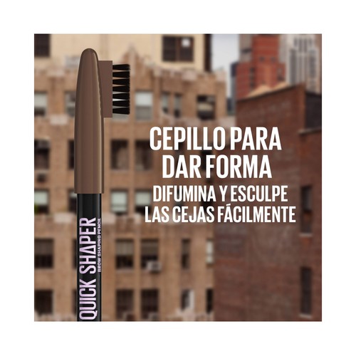 MAYBELLINE Quick shaper tono 06 Deep brown Lápiz moldeador de cejas con acabado natural.