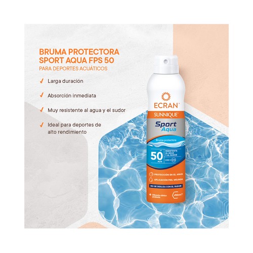ECRAN Sport aqua Bruma solar protectora en spray con FPS 50 ( muy alto) 250 ml.