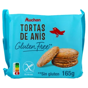 PRODUCTO ALCAMPO Tortas de anís, elaboradas sin gluten 165 g.