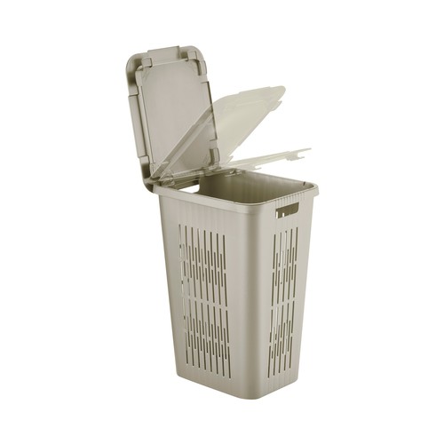 Cesto de ropa y pongotodo 60l, de plático reciclado y 2 sistemas de apertura, TONTARELLI