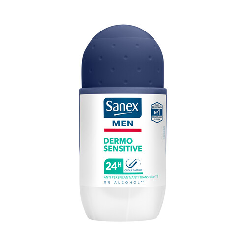 SANEX Desodorante roll on para hombre con protección anti transpirante de hasta 24 horas SANEX Men dermo sensitive 50 ml.