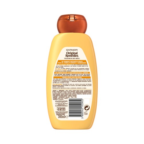 ORIGINAL REMEDIES Tesoros de miel de Garnier Champú reconstituyente para cabello dañado y quebradizo 300 ml.