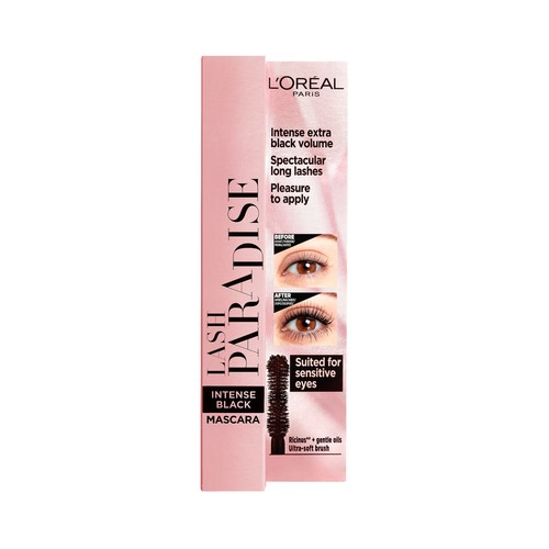 L"ORÉAL PARIS Lash paradise Tono Black Mascara de pestañas con efecto longitud y volumen.