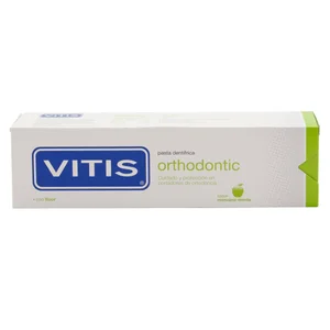 VITIS Dentífrico especial para ortodoncia, con fluor y sabor a manzana-menta VITIS 100 ml.