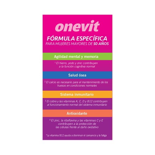 ONEVIT Multivitamínico (13) y multiminerales (11) especial mujer 45 uds.