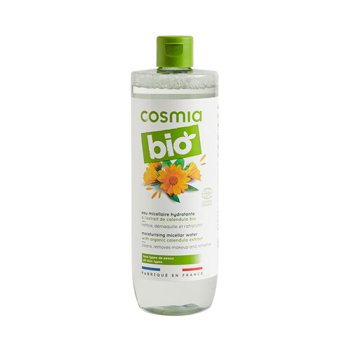 COSMIA Agua micelar hidratante y desmaquillante con extracto de Calendula Bio, para todo tipo de pieles COSMIA Bio 500 ml