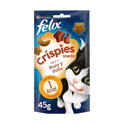 FELIX Snacks para gatos a base de buey y pollo FELIX CRISPIES 45 g.