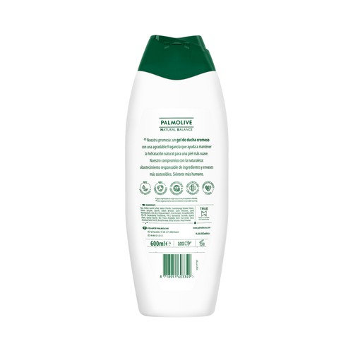 PALMOLIVE Natural balance Gel de baño o ducha textura crema, con leche nutritiva y extracto de miel 600 ml.