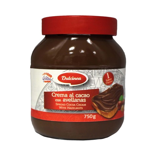 Crema al cacao con avellanas (1 sabor), ideal para untar DULCINEA 750 g.