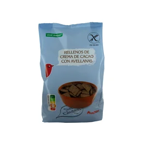 PRODUCTO ALCAMPO Cereales rellenos de crema de cacao con avellanas, sin gluten 400 g.
