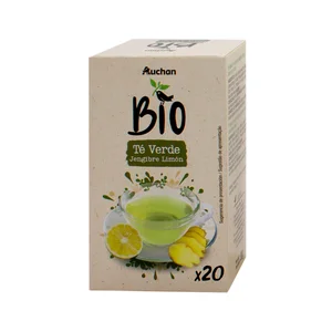 ALCAMPO ECOLÓGICO Té verde jengibre limón Bio 20 uds. 30 g.