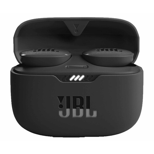 Auriculares bluetooth tipo intrauditivo JBL Tune 130NC TWS, micrófono, estuche de carga, color negro.