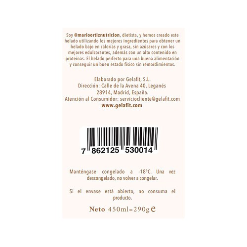 GELAFIT Tarrina de helado de caramelo salado, sin gluten y sin lactosa 450 ml.