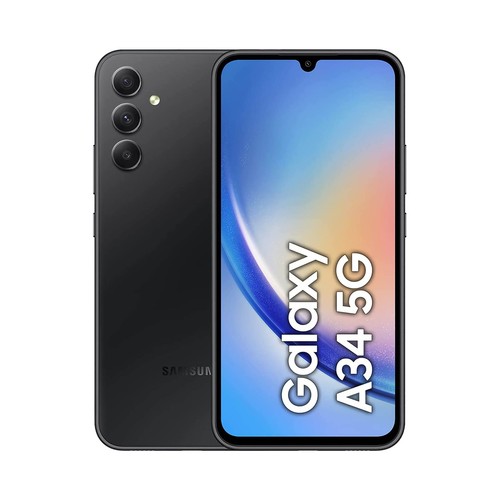 SAMSUNG Galaxy A34 5G negro, 256GB + 8GB Ram, móvil 16,8cm (6,6"). SM-A346BZKEEUB