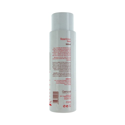 GENOVÉ Loción tónica con pétalos de rosas hidratante y calmante, GENOVÉ 500 ml.