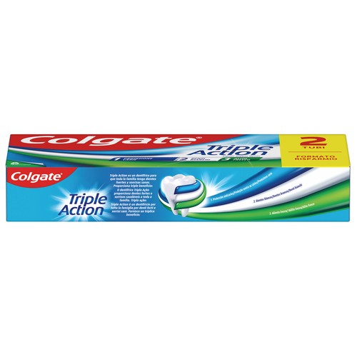 COLGATE Triple protección Pasta de dientes anticaries con sabor a menta intenso 2 x 75 ml