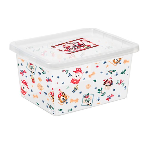 Caja con tapa decorativa de navidad, 40 L, ALCAMPO.