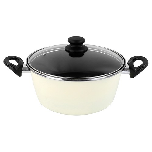 Cacerola de acero vitrificado con tapa, 20 cm., apto para inducción, MAGEFESA Cream.