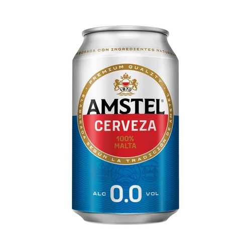 Cerveza sin alcohol, 0,0 % AMSTEL lata de 33 cl.