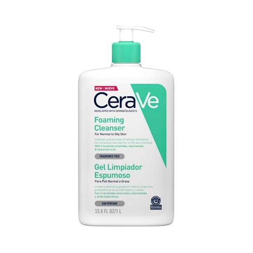 CERAVE Gel limpiador espumoso para pieles normales a grasas 1 l.