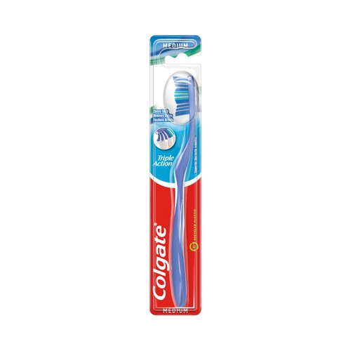 COLGATE Triple action Cepillo de dientes medio, que ayuda a eliminar manchas y bacterias bucales.