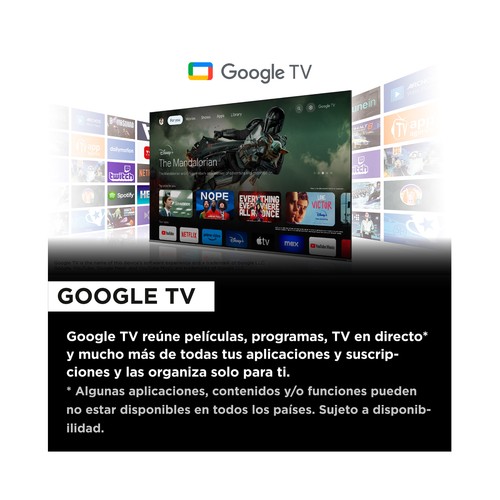 Televisión 215,9cm (85") TCL 4K, SMART TV, GOOGLE TV, HDR10+, Dolby Audio, USB, Bluetooth, HDMI 2.1, Game Master 2.0, Chromecast integrado.