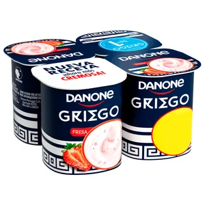 DANONE Yogur griego con sabor a fresa 4 x 110 g.