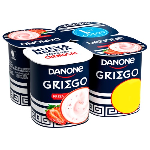 DANONE Yogur griego con sabor a fresa 4 x 110 g.