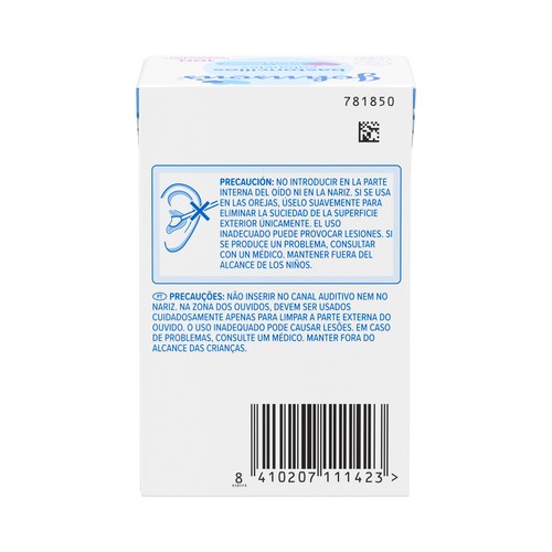 JOHNSON´S Baby Bastoncillos para bebé, niños y adultos de papel con extremos de algodón 100% puro 100 uds.