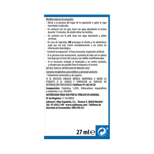 RAID Recambio insecticida eléctrico líquido, eucalipto  27 ml.
