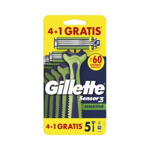Imagen de GILLETTE Sensor 3 sensitive Maquinilla de afeitar desehable con cabezal pivotante y flexible de 3 hojas 5 uds.