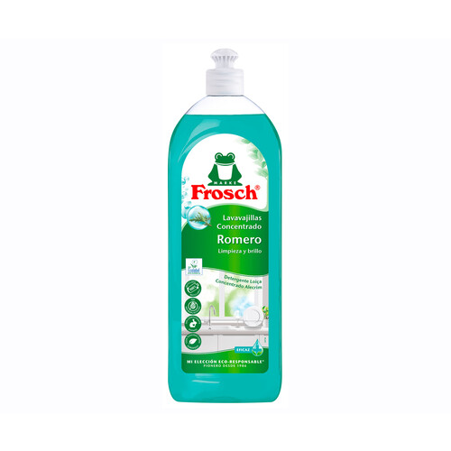 Detergente lavavajillas a mano concentrado romero FROSCH 750 ml.