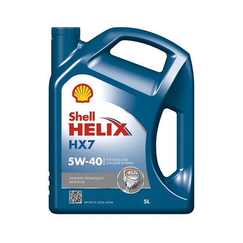 Lubricante sintético para gasolina o diésel, HX7 5W40, 5 litro, SHELL Helix.