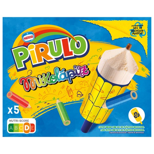 PIRULO Mikolápiz Helado sabor a vainilla con relleno de chocolate y forma de lapicero 5 x 88 ml.