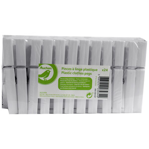 Imagen de Set de 24 pinzas de plástico de color blanco, ESSENTIAL.