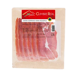 CUMBRE REAL Jamón serrano gran reserva, cortado en lonchas 90 g.