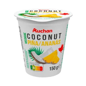AUCHAN Producto vegetal de coco con piña sin azúcar añadido 150 g.  Producto Alcampo.