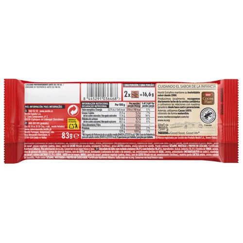 NESTLÉ Extrafino Chocolate con leche con galleta maría 83 g.